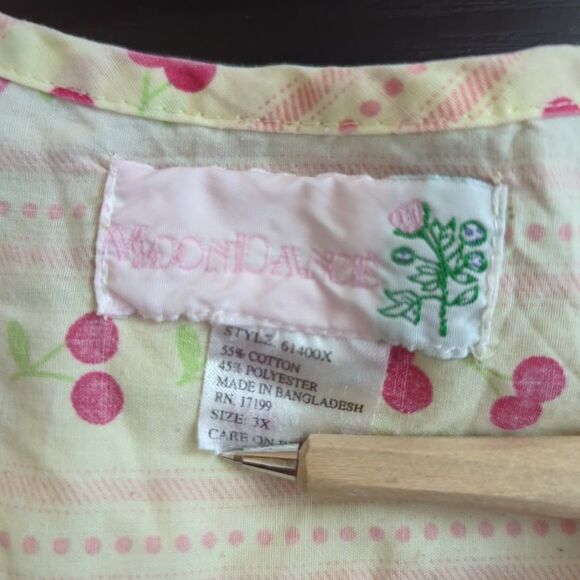 Vintage Moon Dance Sleeveless Cherry Top‎ Artist Smock Vest Pearl Snap Size 3X - Picture 7 of 8